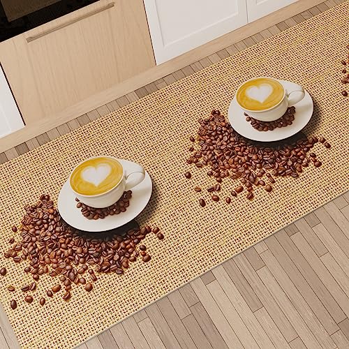 PETTI Artigiani Italiani - Teppich für Küche, rutschfest und waschbar, 52 x 380 cm, Design Kaffee 2 100% Made in Italy von PETTI Artigiani Italiani