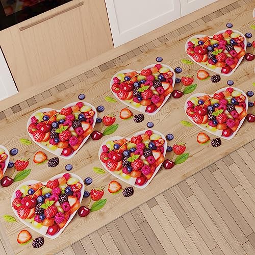 PETTI Artigiani Italiani - Teppich für Küche, rutschfest und waschbar, 52 x 480 cm, Design Erdbeeren, 100% Made in Italy von PETTI Artigiani Italiani