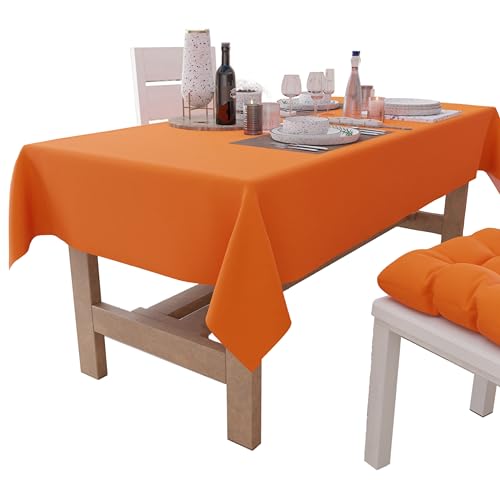 PETTI Artigiani Italiani - Tischdecke, Tischdecke, Küchentischdecke, Baumwolle, einfarbig, Orange, 6 Sitzplätze (140 x 180 cm), 100% Made in Italy von PETTI Artigiani Italiani