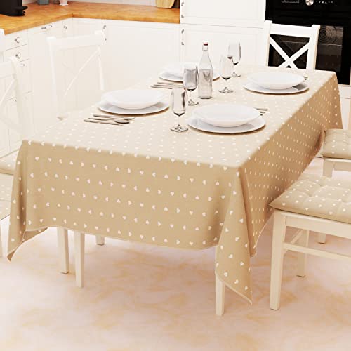 PETTI Artigiani Italiani - Tischdecke, Tischdecke, Tischdecke für die Küche aus Baumwolle, Design Herzen, Beige X24 Plätze (140 x 450 cm), 100% Made in Italy von PETTI Artigiani Italiani