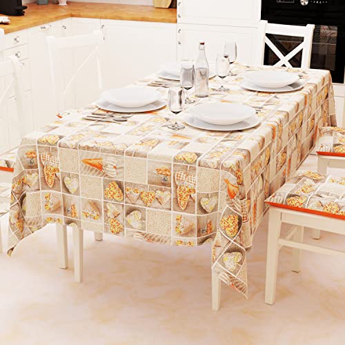 PETTI Artigiani Italiani - Tischdecke, Tischdecke, Küchentischdecke im Baumwolldesign Lidia Orange X12 Sitzplätze (140 x 240 cm) 100% Made in Italy von PETTI Artigiani Italiani