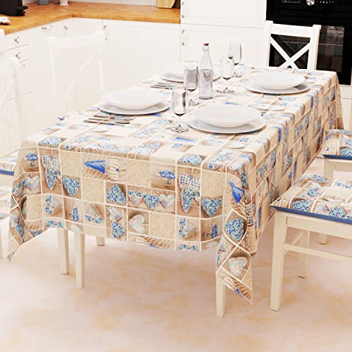 PETTI Artigiani Italiani - Tischdecke, Tischdecke, Tischdecke für die Küche aus Baumwolle, Design Lidia Blau X18 Plätze (140 x 360 cm), 100% Made in Italy von PETTI Artigiani Italiani