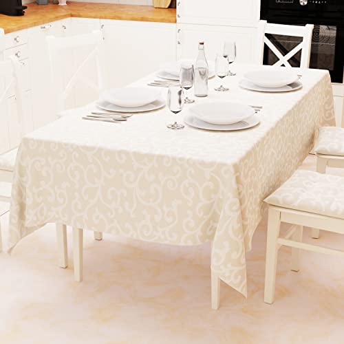 PETTI Artigiani Italiani - Tischdecke, Tischdecke, Tischdecke für die Küche aus Baumwolle, Design Schnörkel, Beige X12 Plätze (140 x 240 cm), 100% Made in Italy von PETTI Artigiani Italiani