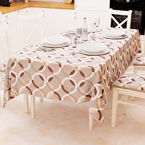 PETTI Artigiani Italiani - Tischdecke, Tischdecke, Tischdecke für die Küche aus Baumwolle, Motiv Kreis Beige X18 Plätze (140 x 360 cm) 100% Made in Italy von PETTI Artigiani Italiani