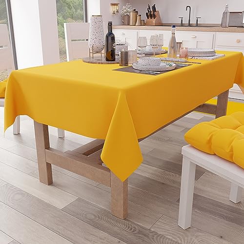 PETTI Artigiani Italiani Tischdecke, Tischdecke, Küchentischdecke aus Baumwollmischgewebe, einfarbig, gelb, 6 Sitze (140 x 180 cm), 100% Made in Italy von PETTI Artigiani Italiani