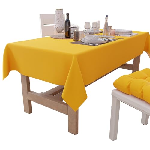 PETTI Artigiani Italiani Tischdecke, Tischdecke, Küchentischdecke aus Baumwollmischgewebe, einfarbig, gelb, 6 Sitze (140 x 180 cm), 100% Made in Italy von PETTI Artigiani Italiani