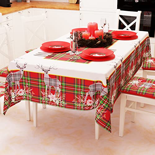 PETTI Artigiani Italiani - Tischdecke, Tischdecke, schmutzabweisend, Weihnachten, Tischdecke, Küche, Weihnachten, Design: Rentier, Grau, X6-Sitzer (140 x 180 cm), 100% Made in Italy von PETTI Artigiani Italiani