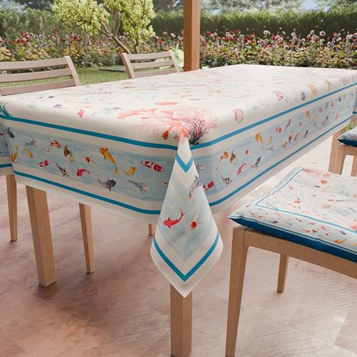 PETTI Artigiani Italiani - Tischdecke, schmutzabweisend, rechteckig, für Küche, Design Sea Life, für 6 Plätze (140 x 180 cm), 100% Made in Italy von PETTI Artigiani Italiani