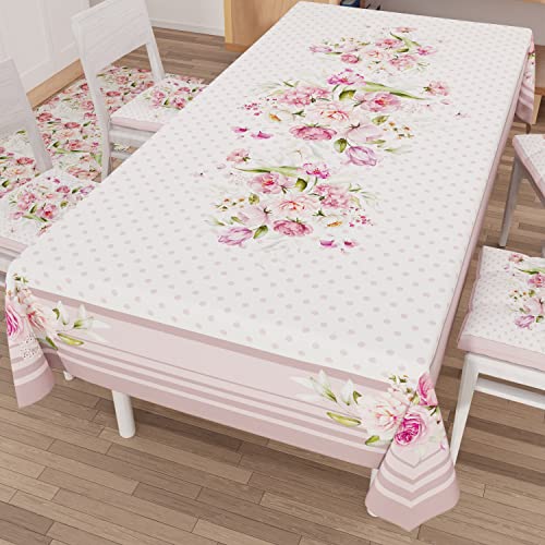 PETTI Artigiani Italiani - Tischdecke, schmutzabweisend, rechteckig, für Küchen, Design, Shabby Punkt, Puder, X6-Sitzer (140 x 180 cm), 100% Made in Italy von PETTI Artigiani Italiani