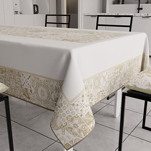 PETTI Artigiani Italiani - Tischdecke, schmutzabweisend, rechteckig, für Küchen, geometrisches Design, Vietri Taupe, X12, Sitzer (140 x 240 cm), 100% Made in Italy von PETTI Artigiani Italiani