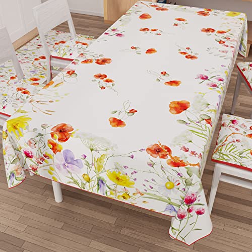 PETTI Artigiani Italiani - Tischdecke, schmutzabweisend, rechteckig, für Küchentisch, Blumenmuster, 10 x 12 Sitzer (140 x 240 cm), 100% Made in Italy von PETTI Artigiani Italiani