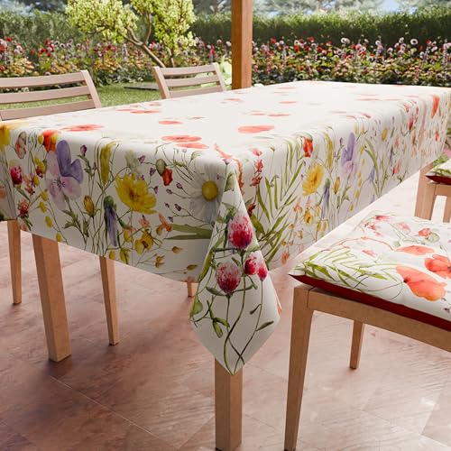 PETTI Artigiani Italiani - Tischdecke, schmutzabweisend, rechteckig, für Küchentisch, Blumenmuster, 10 x 24 Sitzer (140 x 450 cm), 100% Made in Italy von PETTI Artigiani Italiani