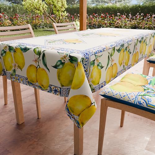 PETTI Artigiani Italiani - Tischdecke, schmutzabweisend, rechteckig, für Küchentisch, Design Vietri 01 x 12 Sitzer (140 x 240 cm), 100% Made in Italy von PETTI Artigiani Italiani