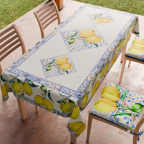 PETTI Artigiani Italiani - Tischdecke, schmutzabweisend, rechteckig, für Küchentisch, Design Vietri 01 x 18 Sitzer (140 x 360 cm), 100% Made in Italy von PETTI Artigiani Italiani