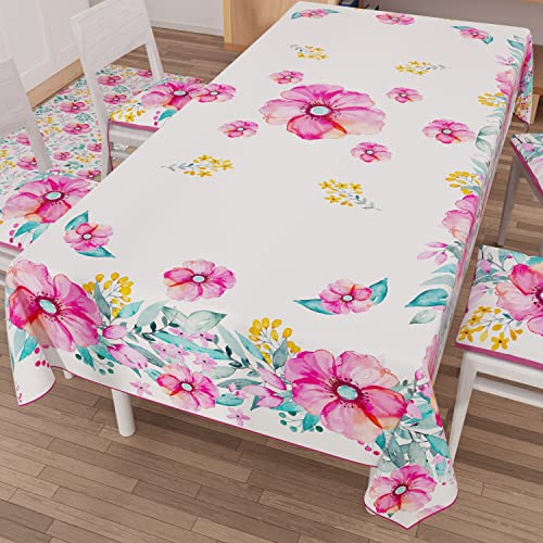 PETTI Artigiani Italiani - Tischdecke, schmutzabweisend, rechteckig, für Küchentisch, Blumenmuster, 01 x 12 Sitzer (140 x 240 cm), 100% Made in Italy von PETTI Artigiani Italiani