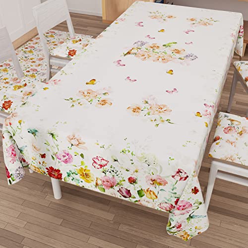 PETTI Artigiani Italiani - Tischdecke, schmutzabweisend, rechteckig, für Küchentisch, Blumenmuster, 06 x 6 Sitzer (140 x 180 cm), 100% Made in Italy von PETTI Artigiani Italiani