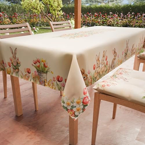 PETTI Artigiani Italiani - Tischdecke für Ostern, schmutzabweisend, rechteckig, für die Küche, Motiv: Tulpen X18 Plätze (140 x 360 cm), 100% Made in Italy von PETTI Artigiani Italiani