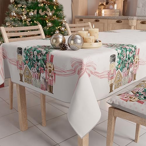 PETTI Artigiani Italiani - Tischdecke für Weihnachten, schmutzabweisend, rechteckig, für Weihnachten, Küche, Design, Soldaten, Rosa, X6-Sitzer (140 x 180 cm), 100% Made in Italy von PETTI Artigiani Italiani