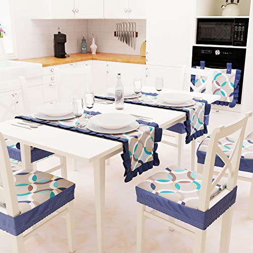 PETTI Artigiani Italiani Tischläufer, Blauer Kreis, 40 x 140 cm, 1 Stück von PETTI Artigiani Italiani