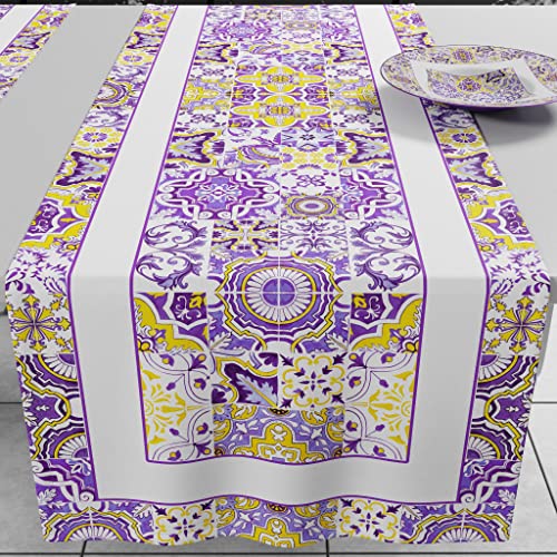 PETTI Artigiani Italiani - Tischläufer, Küchenläufer, Tischläufer im Digitaldruck, Vietri Violett, 100% Made in Italy von PETTI Artigiani Italiani