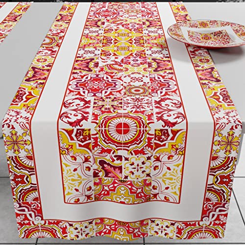 PETTI Artigiani Italiani - Tischläufer, Küchenläufer, Tischläufer, Digitaldruck Vietri Rot, 100% Made in Italy von PETTI Artigiani Italiani