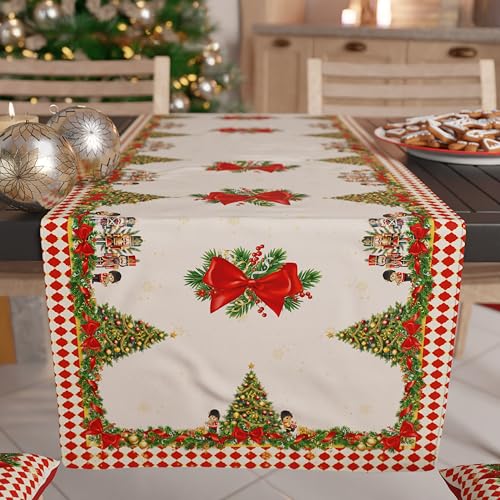 PETTI Artigiani Italiani - Eleganter Weihnachtstischläufer, Küche 140 x 40 cm, roter Nussknacker, 100 % Made in Italy von PETTI Artigiani Italiani