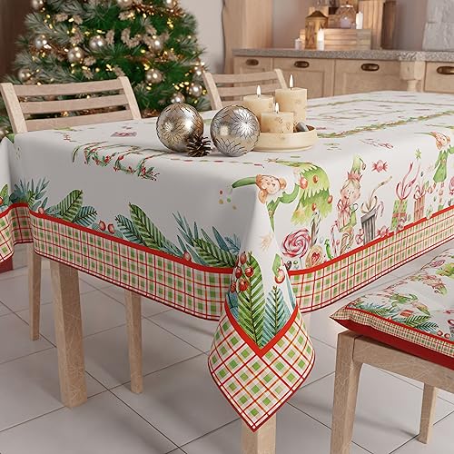 PETTI Artigiani Italiani -Schmutzabweisende Weihnachtstischdecke rechteckig, für die Küche, Noel, für X24 Personen (140x450 cm) 100% Made in Italy von PETTI Artigiani Italiani