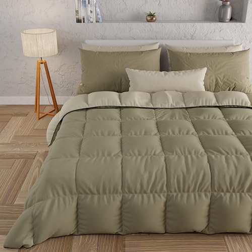 PETTI Artigiani Italiani - Winter-Steppdecke für Einzelbett, einfarbig, doppelseitig, Schlamm, Taupe, 100% Made in Italy von PETTI Artigiani Italiani