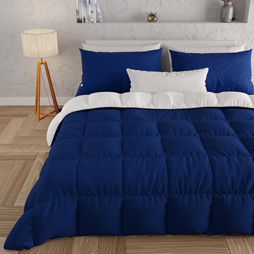 PETTI Artigiani Italiani - Winter-Steppdecke für französisches Bett, einfarbig, doppelseitig, Nachtblau, Weiß, 100% Made in Italy PETTI Artigiani Italiani - Winter-Steppdecke für französisches Bett, einfarbig, doppelseitig, Nachtblau, Weiß, 100% Made in Italy von PETTI Artigiani Italiani