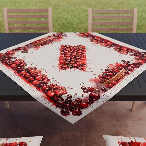 PETTI Artigiani Italiani - Zubehör für Küchentextilien, Moderne Mitteldecke 90 x 90 cm aus Mikrofaser, Elegante Mitteldecke mit Digitaldruck, Kirschen, 100% Made in Italy von PETTI Artigiani Italiani
