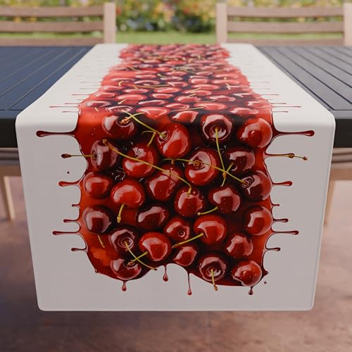 PETTI Artigiani Italiani - Zubehör für Küchentextilien, eleganter Tischläufer, 40 x 140 cm, aus Mikrofaser, Tischdecke mit Digitaldruck, Kirschen, 100 % Made in Italy von PETTI Artigiani Italiani