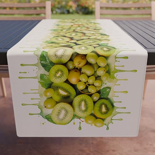 PETTI Artigiani Italiani - Zubehör für Küchentextilien, eleganter Tischläufer, 40 x 140 cm, aus Mikrofaser, Tischdecke mit Digitaldruck, Trauben und Kiwi, 100% Made in Italy von PETTI Artigiani Italiani