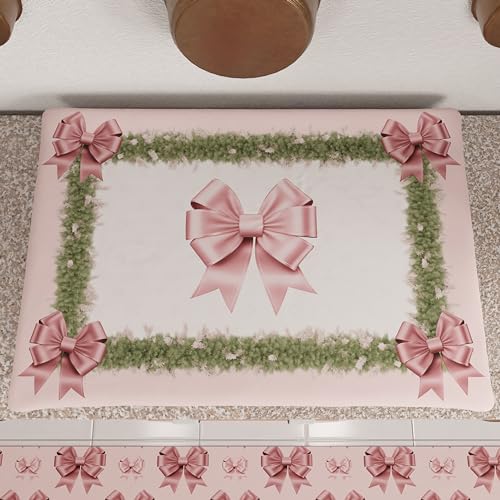 PETTI Artigiani Italiani - Weihnachtliche Herdabdeckung, Herdabdeckung für Weihnachtsküche, Herdabdeckung 50 x 70 cm, Herdabdeckungen mit rosa Schleife und Federn, 100 % Made in Italy von PETTI Artigiani Italiani