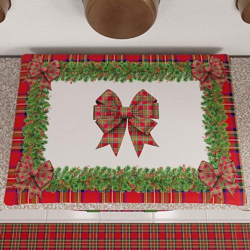 PETTI Artigiani italiani - Herdabdeckung für Weihnachten, Kochfeldabdeckung, 50 x 70 cm, Herdabdeckung mit Schleife Tartan, 100% Made in Itay von PETTI Artigiani Italiani