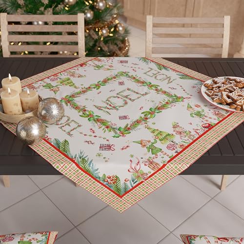 PETTI Artigiani italiani - Weihnachtliche Mitteldecke, Tischdekoration für die Küche, Weihnachten, Tischläufer 90 x 90 cm, Mitteldecke Noel, 100% Made in Itay von PETTI Artigiani Italiani