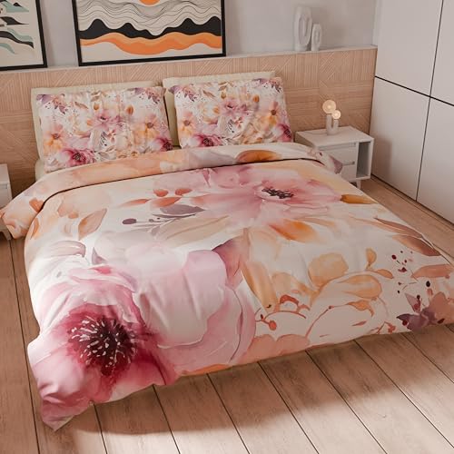 Petti Artigiani Italiani - Bettwäsche-Set für Einzelbett, 150 x 200 cm (1 Kissenbezug 50 x 80 cm im Lieferumfang enthalten), weiche Mikrofaser mit Digitaldruck mit Blumenmuster 25 2 - Made in Italy von PETTI Artigiani Italiani