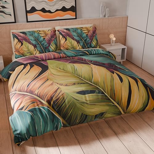 Petti Artigiani Italiani - Bettwäsche-Set für Einzelbett 135 x 200 cm (1 Kissenbezug 75 x 50 cm inklusive), Bettwäsche-Set aus Mikrofaser mit Digitaldruck mit Blumenmuster 04 199 - Made in Italy von PETTI Artigiani Italiani