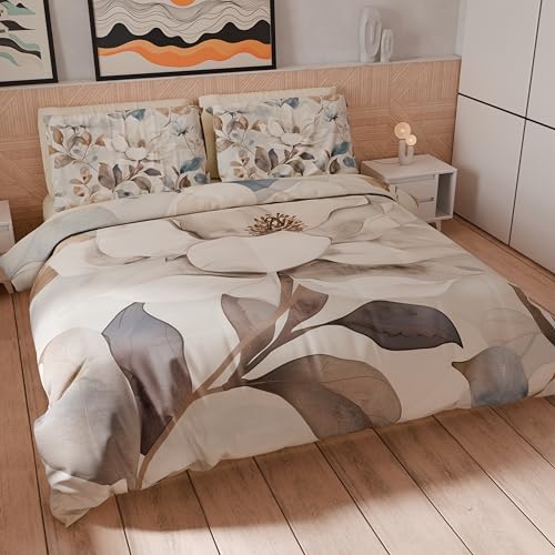 Petti Artigiani Italiani - Bettwäsche-Set für Einzelbett 135 x 200 cm (1 Kissenbezug 75 x 50 cm inklusive), Bettwäsche-Set aus Mikrofaser mit Digitaldruck mit Blumenmuster 25 16 - Made in Italy von PETTI Artigiani Italiani