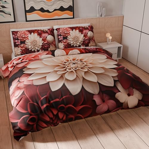 Petti Artigiani Italiani - Bettwäsche-Set für Einzelbett 135 x 200 cm (1 Kissenbezug 75 x 50 cm inklusive), Mikrofaser-Bettbezug mit Digitaldruck mit Blumenmuster 05 24 - Made in Italy von PETTI Artigiani Italiani