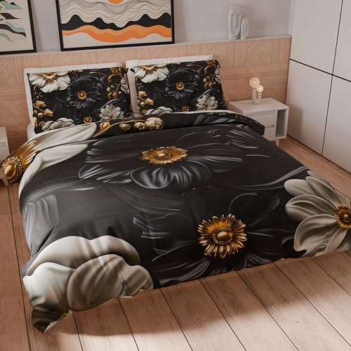 Petti Artigiani Italiani - Bettwäsche-Set für Einzelbett 135 x 200 cm (1 Kissenbezug 75 x 50 cm inklusive), Mikrofaser-Bettbezug mit Digitaldruck mit Blumenmuster 05 6 - Made in Italy von PETTI Artigiani Italiani