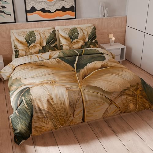Petti Artigiani Italiani - Bettwäsche-Set für Einzelbett 135 x 200 cm (1 Kissenbezug 80 x 80 cm inklusive), Mikrofaser-Bettbezug mit Digitaldruck mit Blumenmuster 04 302 - Made in Italy von PETTI Artigiani Italiani