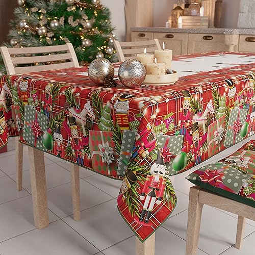 Petti Artigiani Italiani - Schmutzabweisende Weihnachtstischdecke, rechteckig, für die Küche, Motiv: Soldaten, X14 Plätze (140 x 300 cm), 100% Made in Italy von PETTI Artigiani Italiani