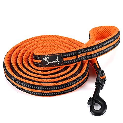 PETTOM Hundeleine Reflektierend Leine aus Nylon mit Weich Gepolsterter Griff und Metallhaken für Training, Robuste Leine Hund für Kleine Mittel Große Hunde (Orange 200 cm) von PETTOM