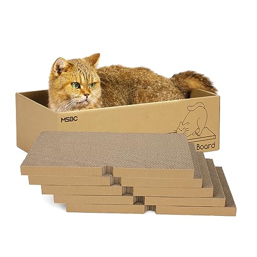 PETTOM 5 Stück Kratzbrett, Kratzbretter Katze mit Karton, Kratzpappe für Katzen 43 * 25cm, Katzen Kratzbrett Doppelseitig von PETTOM