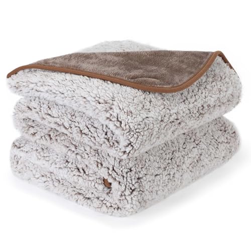PETTOM Hundedecke Wasserdicht, Hundedecke Flauschig aus Sherpa Fleece, Hunde Decke Sofaschutz, Katzendecke Flauschig und Weich, Decke Hund Katze Braun 100 x 75 cm von PETTOM