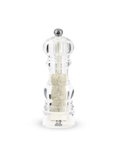 PEUGEOT - Salzmühle für feuchtes Salz Nancy 18 cm - Zirlion-Mahlwerk aus Zirkonia mit Rührflügel, speziell für feuchtes pulverfeines Salz - Französisches Know-how - Transparenter Acrylkörper von PEUGEOT