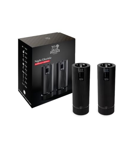 PEUGEOT - Set Line u‘Select 15 cm (Elektrische Pfeffermühle + Salzmühle) - Wiederaufladbar - 6 Mahlgrade - Zirlion-Mahlwerk für pulverfeines Salz - Aus Edelstahl - Französisches Know-how - Mattschwarz von PEUGEOT