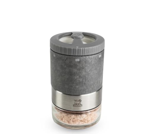 PEUGEOT - Salzmühle Maestro 10 cm – Andenrosa Salz inklusive – austauschbare Phiole – Einstellung U'Select Z – aus PEFC & Edelstahl – Französisches Know-how – Farbe Graphit von PEUGEOT