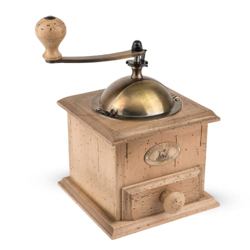 PEUGEOT - Manuelle Kaffeemühle AntiqueEinstellbares Stahlmahlwerk - Höhe: 21 cm - Nostalgische Mühle mit Einfülltrichter - Handpatiniertes Buchenholz von PEUGEOT