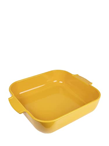 PEUGEOT - Quadratische Auflaufform aus Keramik - 36 cm (inkl. Griffe) x 31 cm x 8,2 cm - Fassungsvermögen: 5,4 L - 10 Jahre Garantie - Safrangelb von PEUGEOT